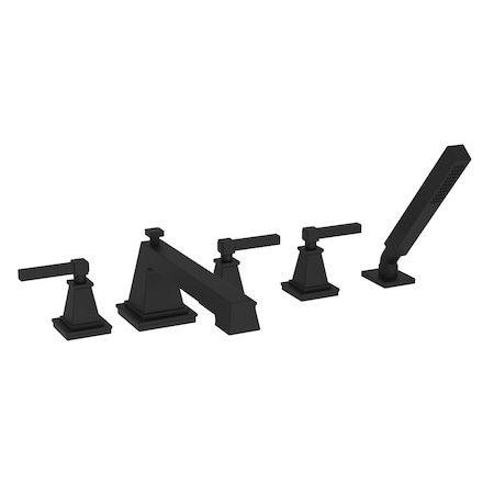 Newport Brass Tub Faucet with Hand Shower, 5, Deck, Flat Black 3-3147-56